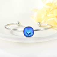 Show details for Unique Swarovski Element Blue Cuff Bangle