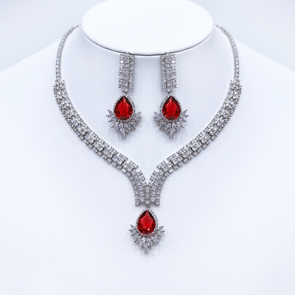 Picture of Funky Big Cubic Zirconia 2 Piece Jewelry Set
