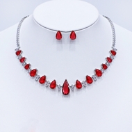 Show details for Attractive Red Platinum Plated 2 Piece Jewelry Set For Your Occasions