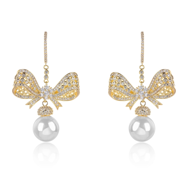 Picture of Most Popular Cubic Zirconia Bow Dangle Earrings