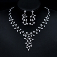 Show details for Eye-Catching White Cubic Zirconia 2 Piece Jewelry Set with Member Discount