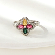 Picture of Recommended Platinum Plated Clover Adjustable Ring in Bulk