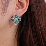 Picture of Great Cubic Zirconia Platinum Plated Big Stud Earrings from Trust-worthy Supplier