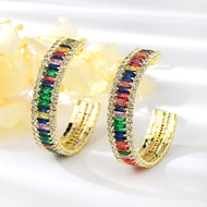 Show details for Gold Plated Cubic Zirconia Big Hoop Earrings from Certified Factory