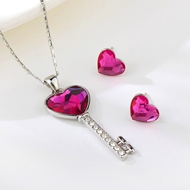 Show details for Trendy Platinum Plated Love & Heart 2 Piece Jewelry Set with No-Risk Refund