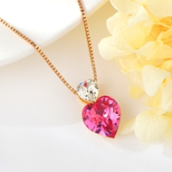 Show details for Fashion Swarovski Element Pink Pendant Necklace