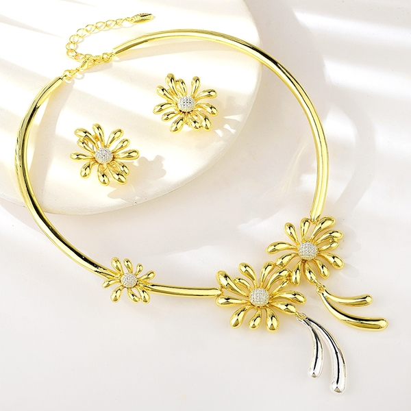 Picture of Trendy Zinc Alloy Flower 2 Piece Jewelry Set with No-Risk Refund