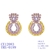 Picture of Nickel Free Gold Plated Cubic Zirconia Dangle Earrings with No-Risk Refund