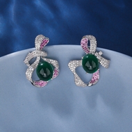 Picture of Green Platinum Plated Drop & Dangle Earrings for Female