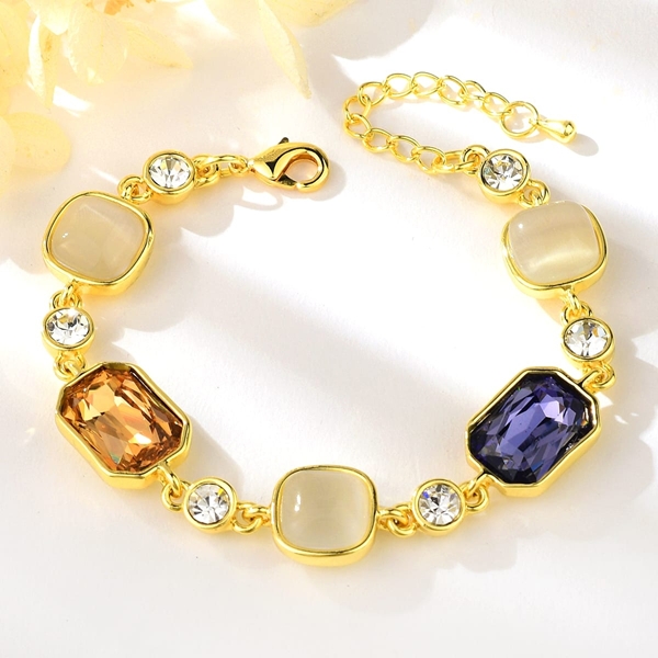 Picture of Recommended Gold Plated Artificial Crystal Fashion Bracelet from Top Designer