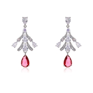 Picture of Purchase Platinum Plated Pink Dangle Earrings at Super Low Price