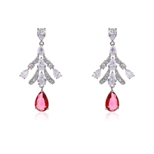 Show details for Purchase Platinum Plated Pink Dangle Earrings at Super Low Price