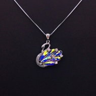 Show details for Sparkly swan Colorful Pendant Necklace