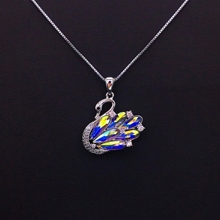 Show details for Sparkly swan Colorful Pendant Necklace