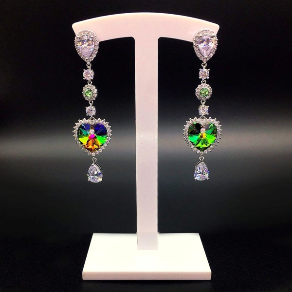 Picture of New Swarovski Element Platinum Plated Dangle Earrings
