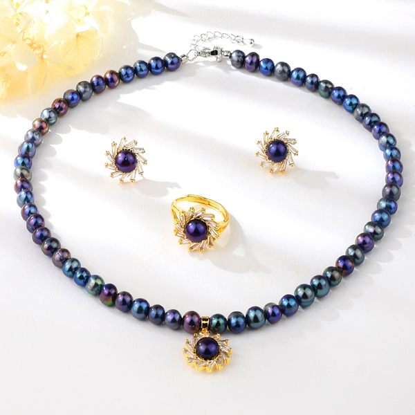 Picture of Good Quality Nature Pearl Party 3 Piece Jewelry Set