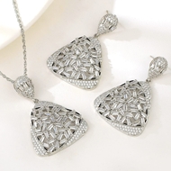 Show details for Fancy Geometric Platinum Plated 2 Piece Jewelry Set