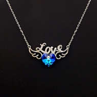 Show details for Trendy Platinum Plated Love & Heart Pendant Necklace with No-Risk Refund