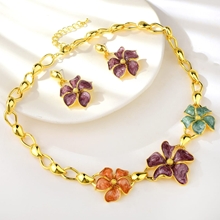 Show details for Purchase Gold Plated Enamel 2 Piece Jewelry Set Exclusive Online