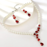 Picture of Best Artificial Pearl Platinum Plated 2 Piece Jewelry Set
