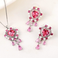 Show details for New Season Pink Swarovski Element 2 Piece Jewelry Set with SGS/ISO Certification