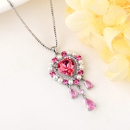 Show details for Eye-Catching Pink Love & Heart Pendant Necklace with Member Discount