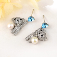 Show details for Top Bear Blue Dangle Earrings
