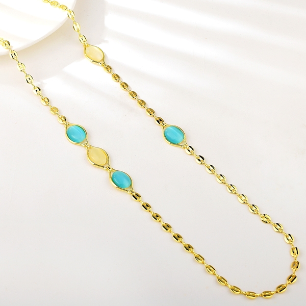 Picture of Brand New Blue Opal Fashion Sweater Necklace with SGS/ISO Certification