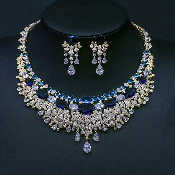 Picture of Latest Flowers & Plants Blue 2 Piece Jewelry Set