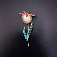 Show details for Sparkly Flower Copper or Brass Brooche