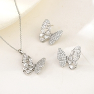 Show details for Fancy Butterfly Platinum Plated 2 Piece Jewelry Set Factory Supply