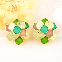 Show details for Distinctive Green Gold Plated Dangle Earrings with Low MOQ