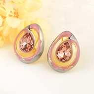 Show details for Wholesale Gold Plated Pink Dangle Earrings with No-Risk Return