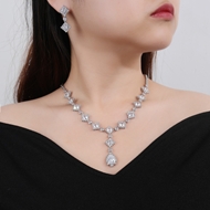 Picture of Great Cubic Zirconia Platinum Plated 2 Piece Jewelry Set