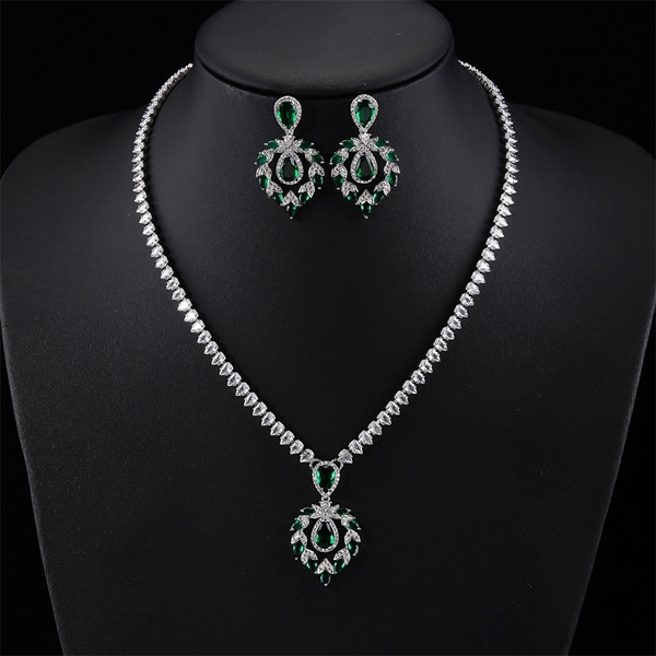 Picture of Platinum Plated Flowers & Plants 2 Piece Jewelry Set For Your Occasions