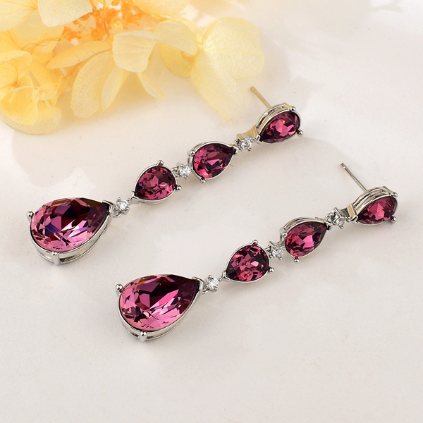 Picture of Featured Purple Platinum Plated Dangle Earrings with Full Guarantee