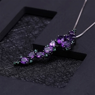 Picture of Designed Italian craftsmanship 925 silver inlaid dazzling luxury banquet style exaggerated amethyst handmade jewelry necklace