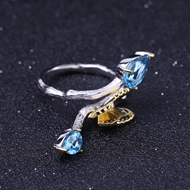 Picture of Jewelry design 925 sterling silver Italian craftsmanship natural topaz simple natural style butterfly ring